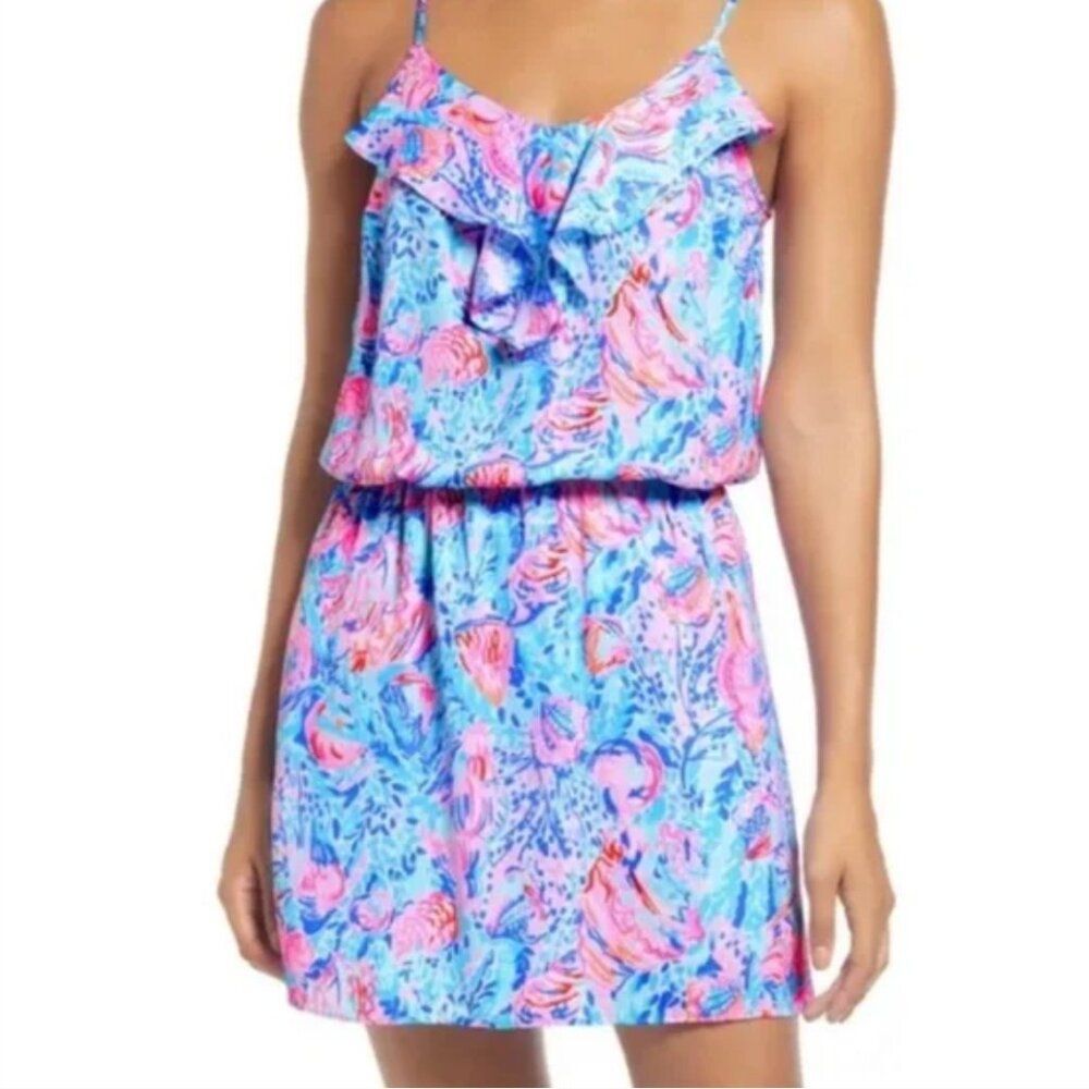 Lilly Pulitzer Zana Romper Multi Treasure Trove Blue Pink XXS